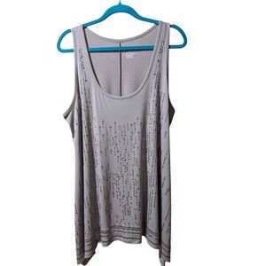 Lane Bryant Plus Gray Beaded Tank Top Tunic Sleeveless Shirt 14/16 Resort Party